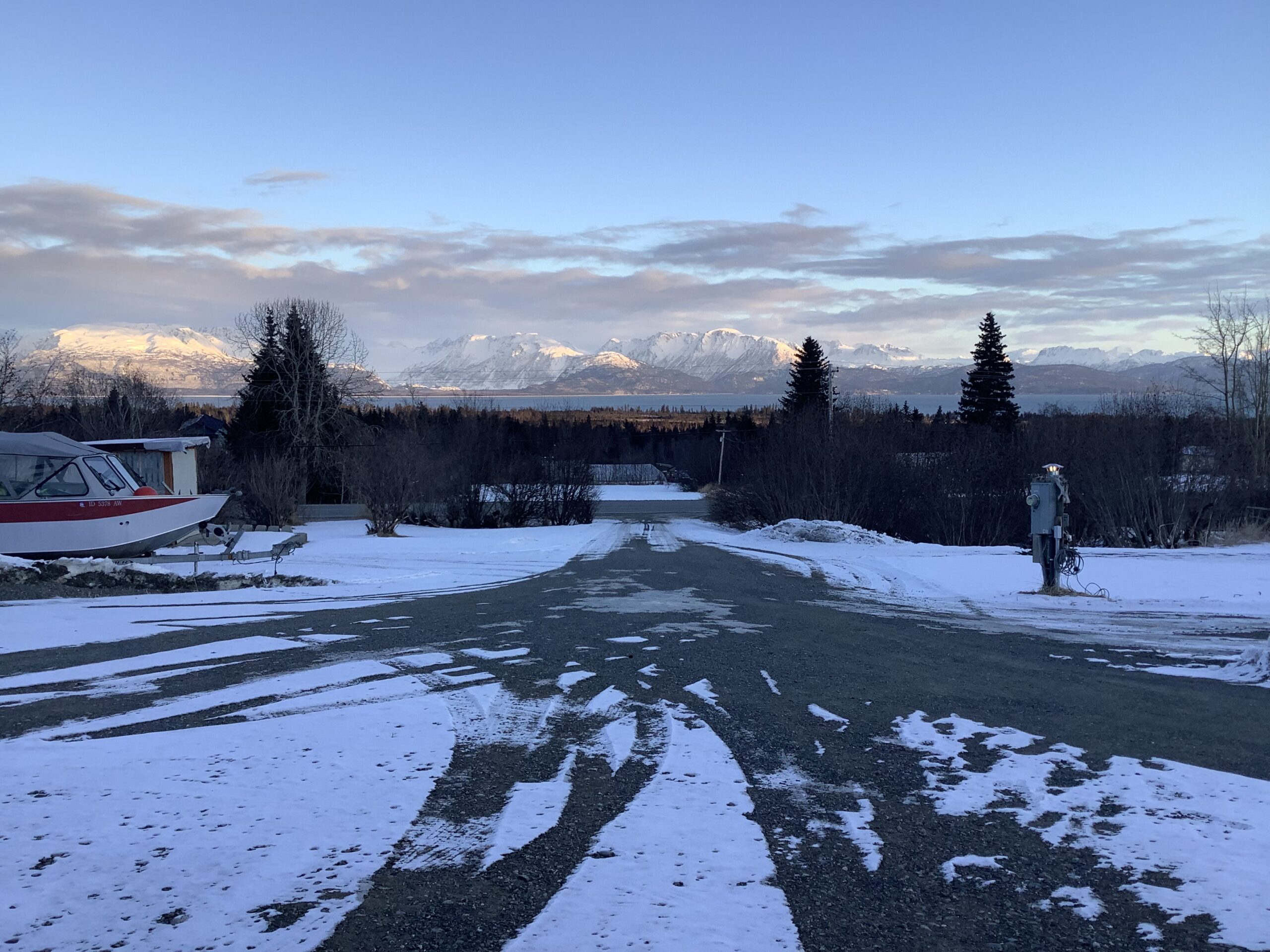 Looking down the driveway